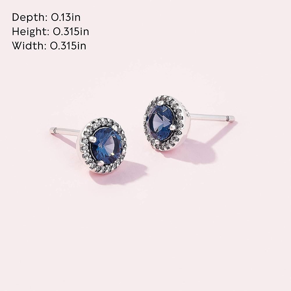 NEW PANDORA BLUE ROUND SPARKLE EARRINGS - Picture 2 of 6